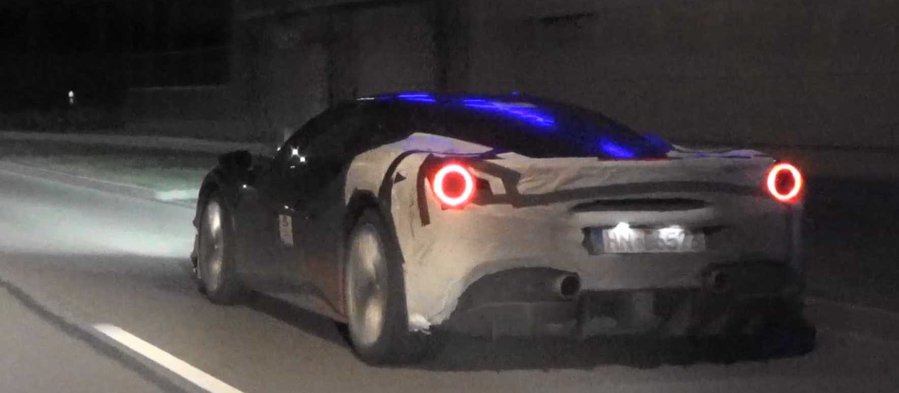 Ferrari 488 Hybrid Test Car Spied On A Dark German Street