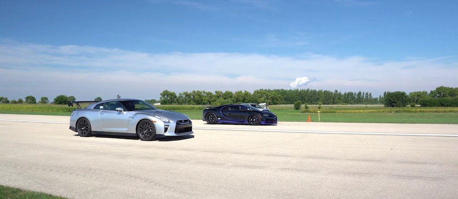2,000+ HP Nissan GT-R Drags Bugatti Chiron Just for the Fun of It, Sends It Home