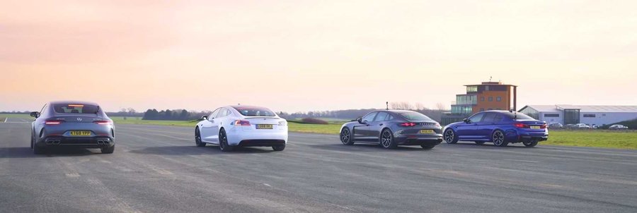 Tesla Faces Panamera Hybrid, AMG GT 63 And M5 In Sedan Drag Race