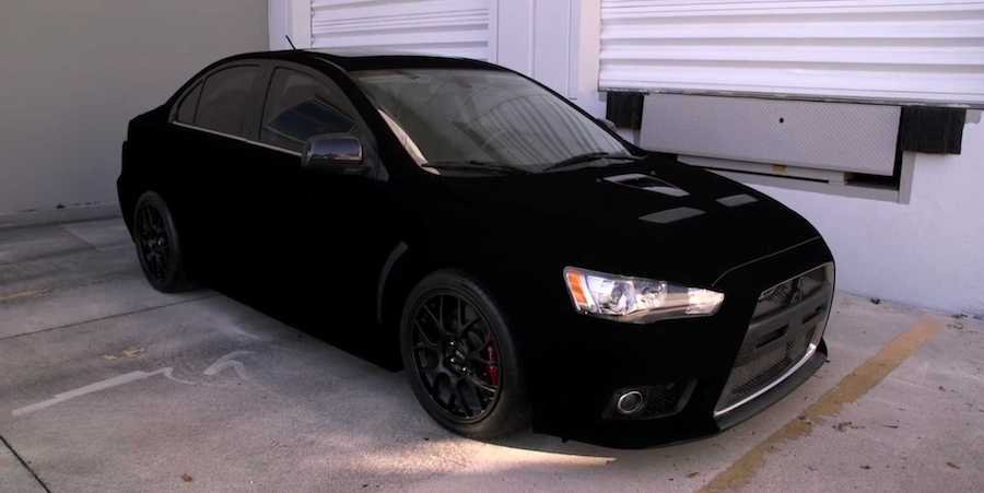Mitsubishi Lancer Goes Dark With Black Paint That Absorbs 99% Of Light