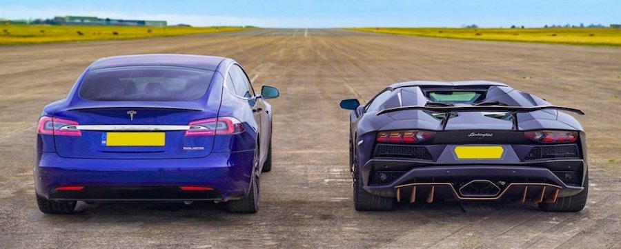Tesla Model S Performance Drag Races Lamborghini Aventador S Roadster