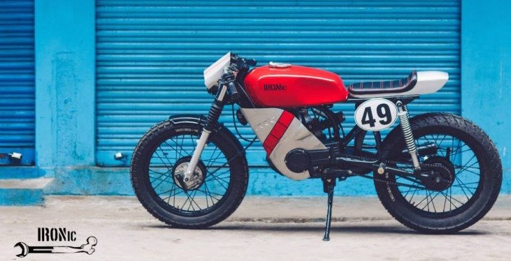Yamaha RX100 modified as Cafe Racer by Ironic Engineering