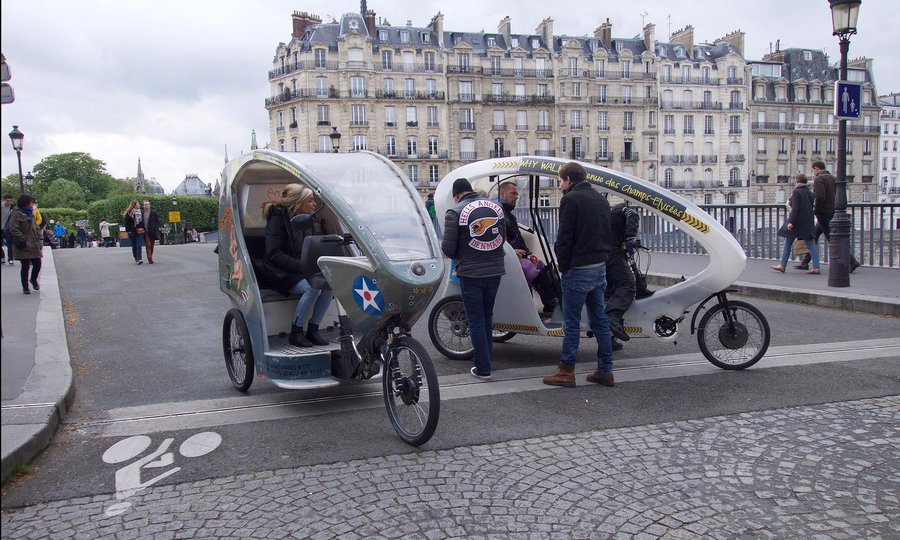 Pedicabs on the Ile de St. Louis in Paris.