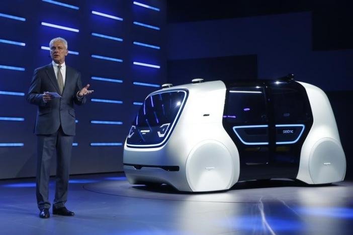 Volkswagen CEO Matthias Mueller presents Sedric concept car during Volkswagen event