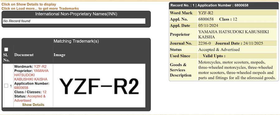 Is A Yamaha R2 In The Works? The Answer is Yes According To This Trademark Filing