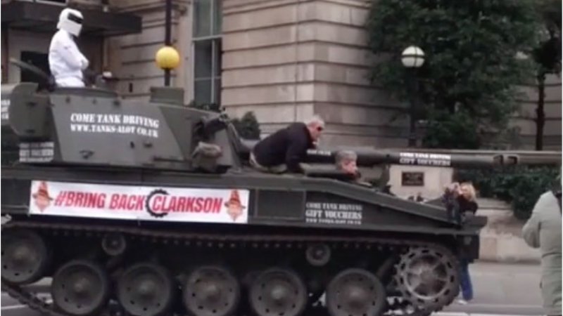 Clarkson Supporters Deliver Petition to BBC in a Tank 