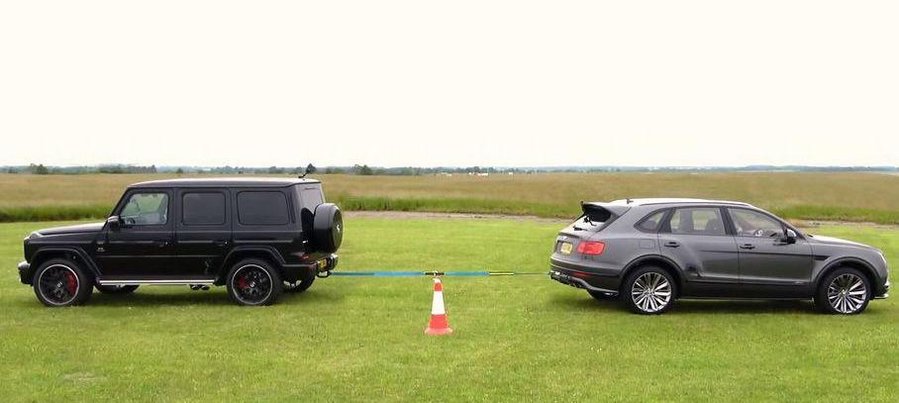 Mercedes-AMG G63, Cayenne Turbo And Bentayga Speed Duel In Tug-Of-War