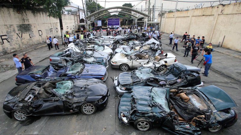 Duterte's demolition derby: 20 cars inexplicably smashed in Philippines