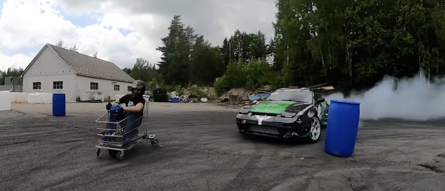 Guy Builds a Crazy Drift Shopping Cart From an Old Scooter, Hilarity Ensues