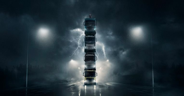 Volvo Stacks Four Trucks On Top Of Each Other In New Ad