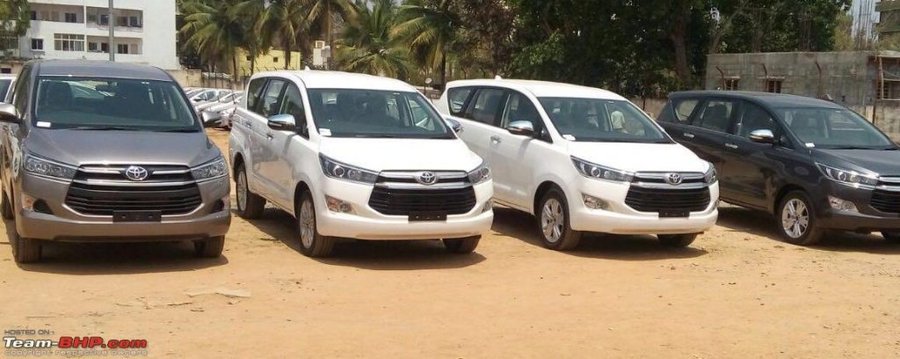Fleet Of Toyota Innova Crystas Spied Aat Dealer Stockyard