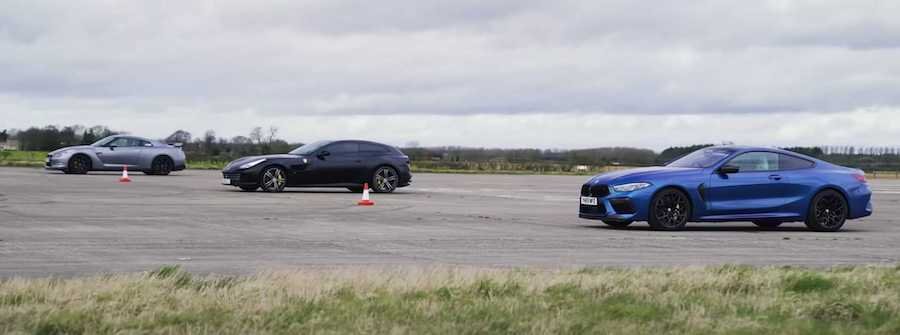 Tuned Nissan GT-R Faces BMW M8, GTC4Lusso In A Drag Race