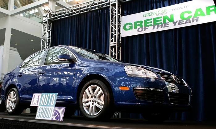 A 2009 VW Jetta TDI on display after being named Green Car of the Year by Green Car Journal in 2008.