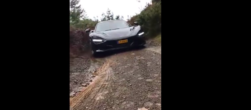 McLaren 720S on a rutted dirt trail presents many questions