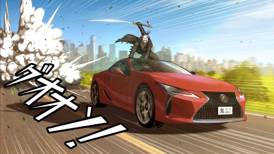 Check out this awesome Lexus manga art with exploding cities and dragons galore