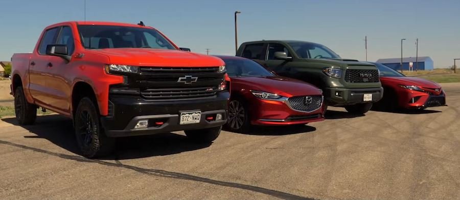 Toyota Camry TRD Drag Races Tundra TRD, Mazda6 Turbo and Silverado Join the War
