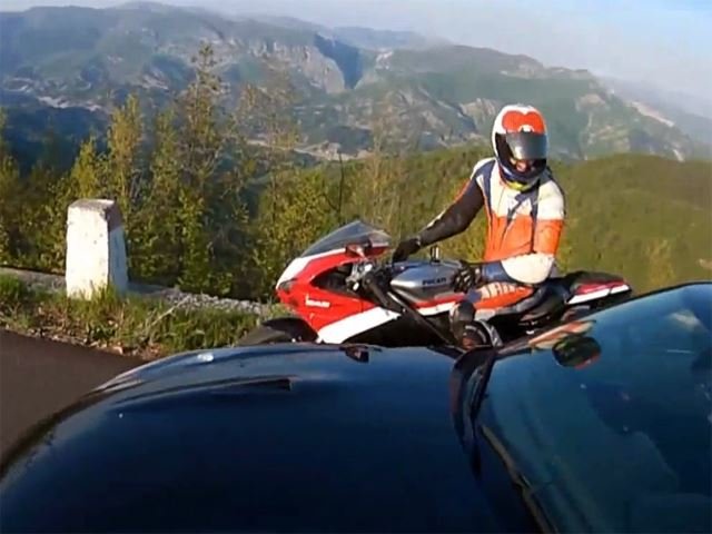 Ducati Superbike Screams Around Mountain Roads with Nissan GT-R