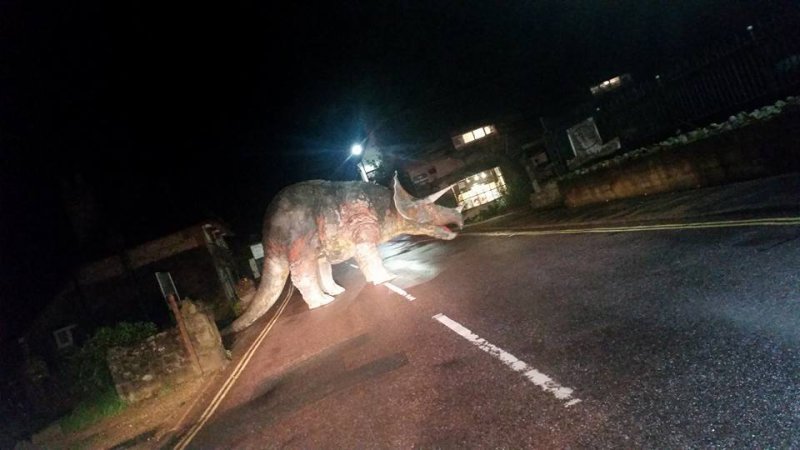 Huge Triceratops Left in the Middle of British Roadway
