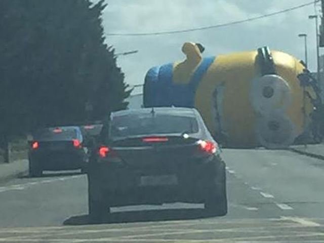 Massive Inflatable Minion Terrorizes Irish Drivers on Busy Dublin Road