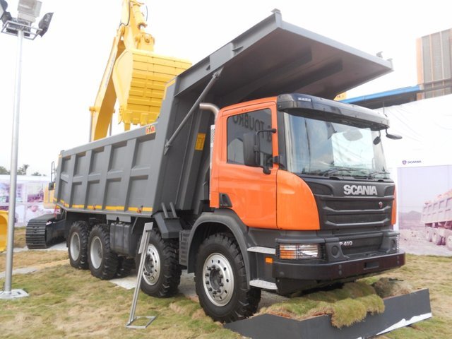 India-Made Scania P 410 Tipper Makes Its Public Debut at EXCON 2013