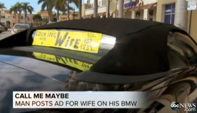 Florida Man Uses BMW to Advertise for a Wife