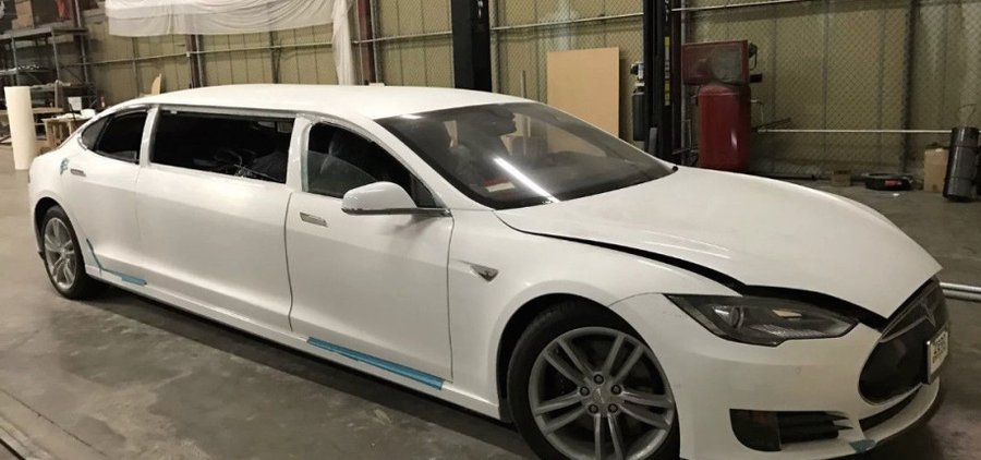 Now’s your chance to pick up an almost-finished Tesla Model S stretch limo