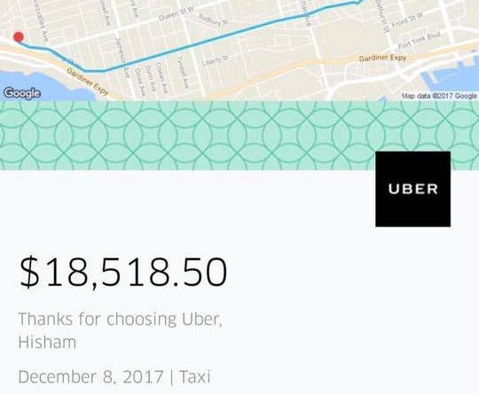Uber charges rider over $14,000 for ride across Toronto