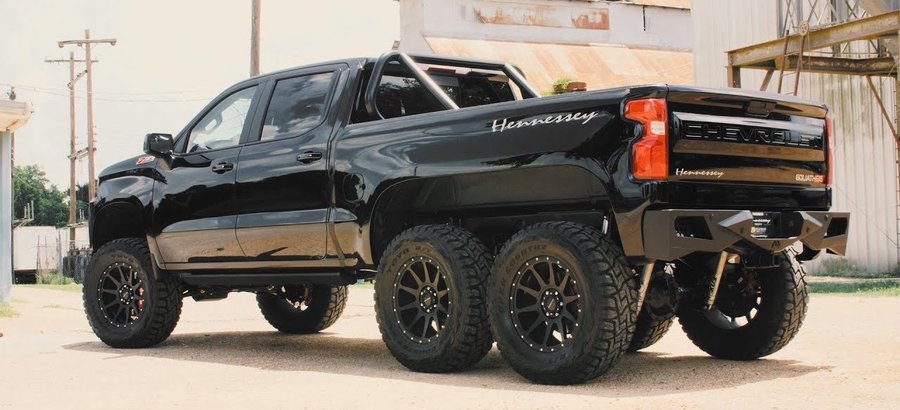 The Hennessey Goliath 6x6 highlight video barely shows any off-roading