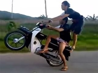 Insane Two-Man Motorcycle Acrobatics