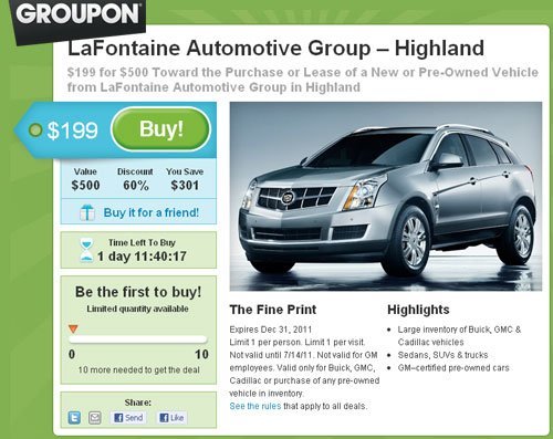 Groupon offers first-ever deal for car buyers