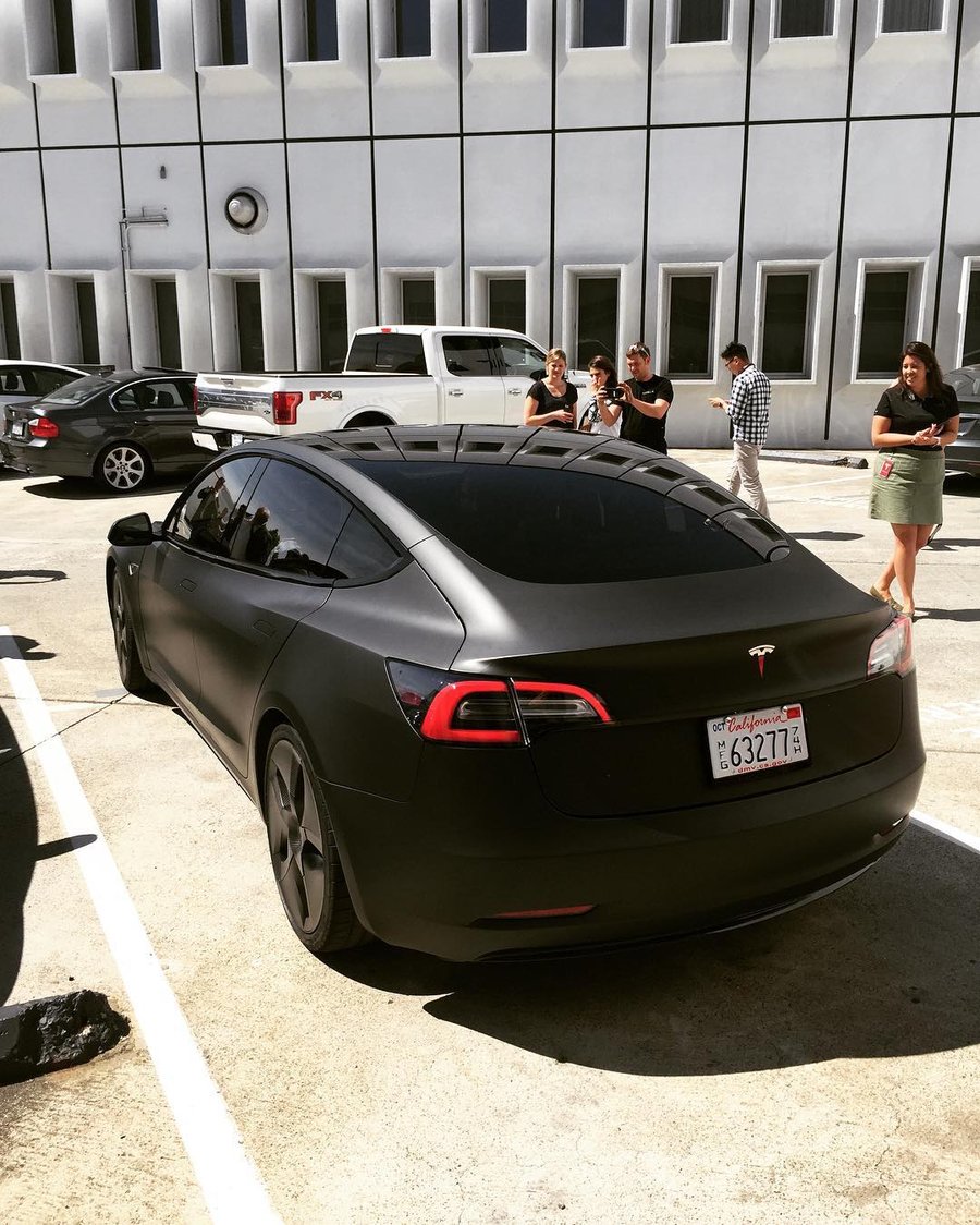 Matte Black Tesla Model 3 Spied