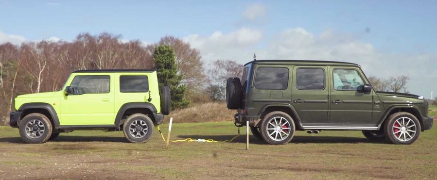 Mercedes-AMG G63 Tug-Of-Wars Suzuki Jimny With Obvious Results