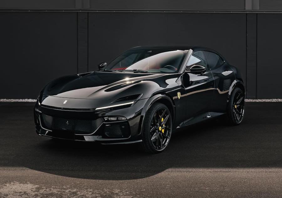 Murdered-Out Ferrari Purosangue Features a Touch of Yellow and Hides Loads of Crimson